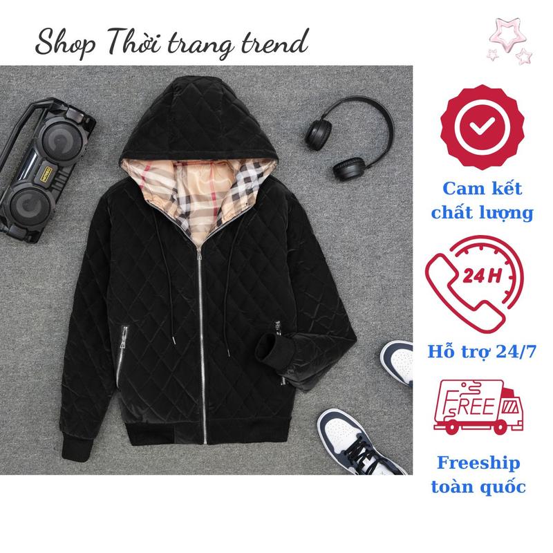 Áo phao nam Bomber Quả Trám kèm mũ vải phao lót lông 3 lớp dày dặn ấm áp_AP3