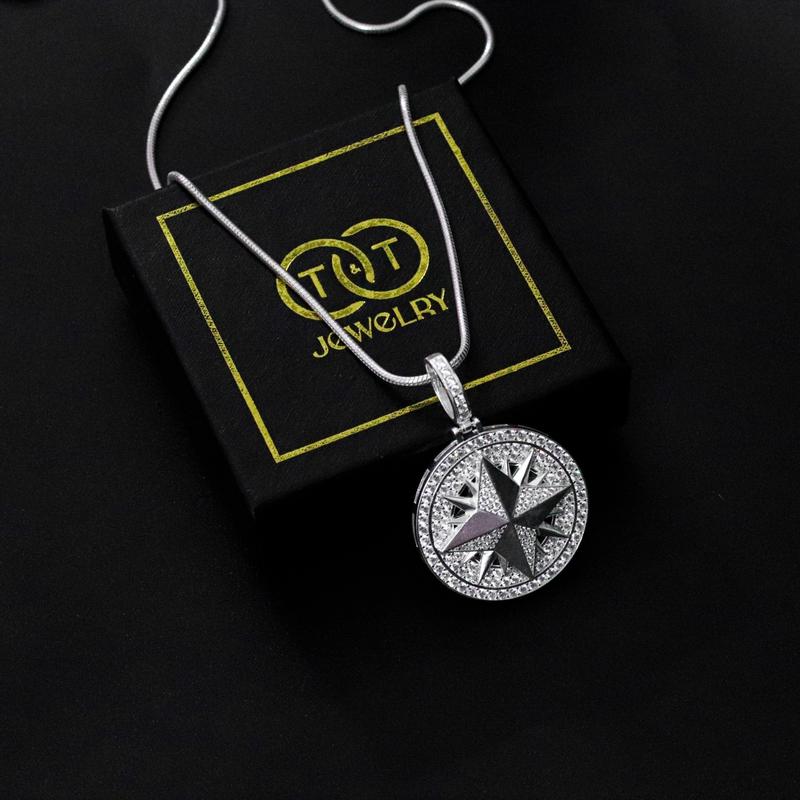 Dây chuyên nam đính đá mặt ngôi sao bạc ta dây chuyền