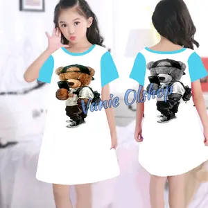 Daster kombinasi anak perempuan 3-10 tahun | lengan pendek