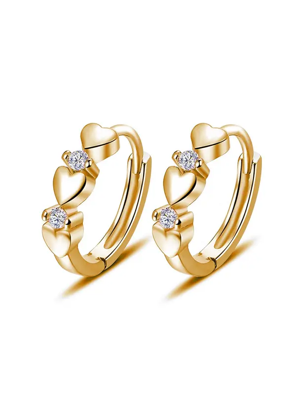 Cute Rhinestone Decor Heart Shaped Earrings As Gift for Girlfriend, Elegant Fashion Hoop Earrings, Anniversary Wedding Party Vintage Jewelry As Gifts for Women, Valentine's Day, Gift 5