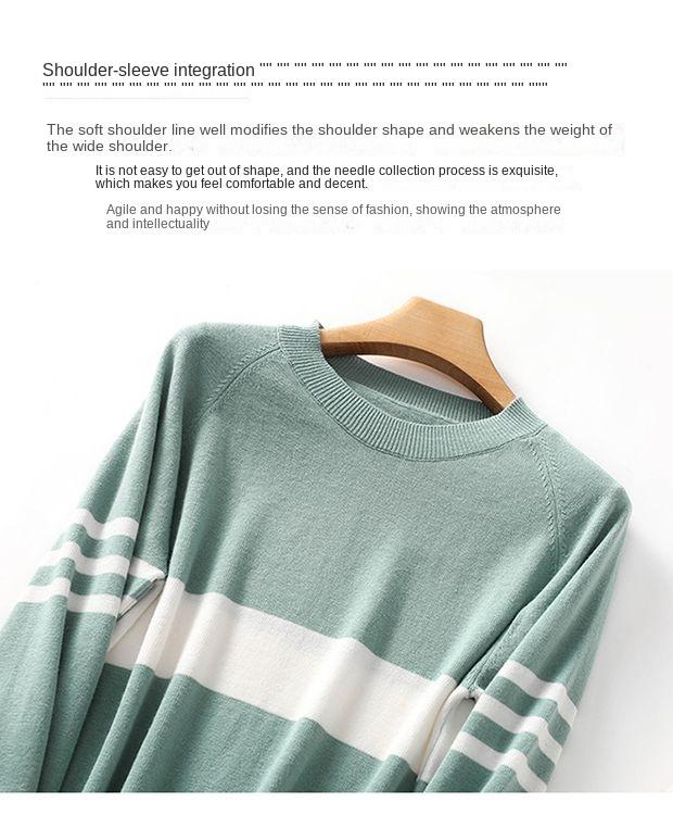 Product Introduction of Autumn new women's cotton sweater loose slim fit round neck multicolor sweater Western style inner wear bottoming shirt fashion tops 10