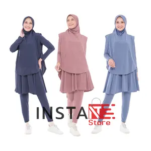 Setelan Olahraga Wanita Muslimah Kekinian Skirt Sport Senam Lari Bersepeda Zumba Renang