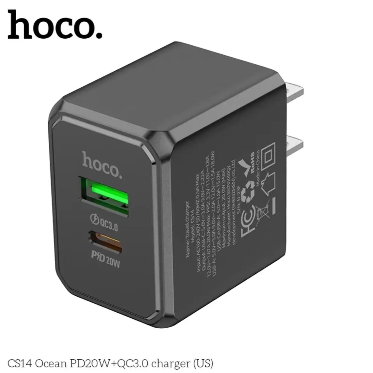 Bộ sạc nhanh HOCO CS14 dây sạc LN PD20W/ QC3.0, ABS + PC