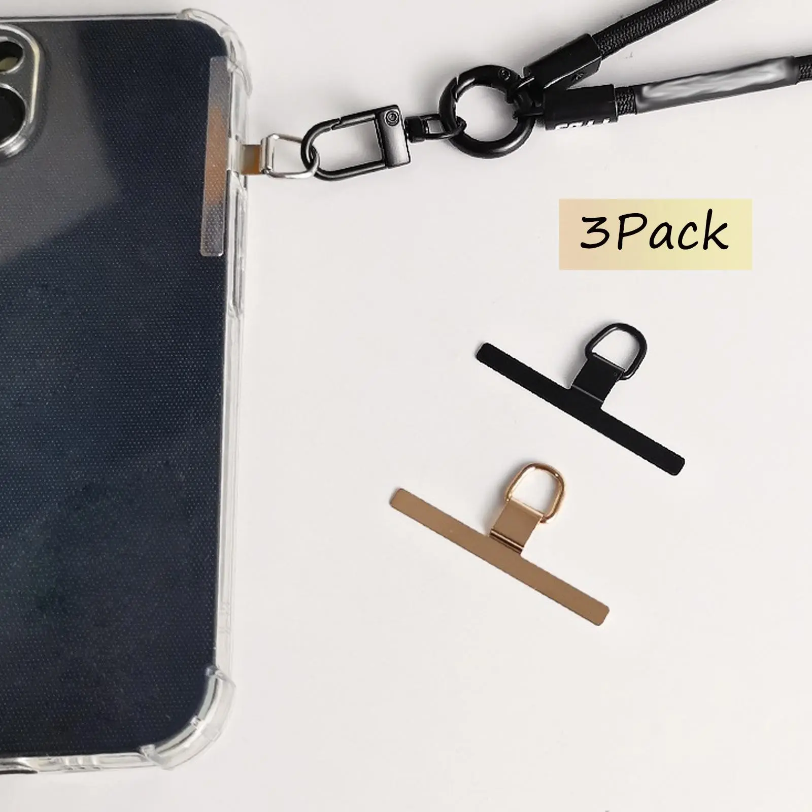 Ultra-thin Stainless Steel Phone Tether Patch Gasket, Solid Color Mobile Phone Case Clip for Lanyard, Phone Accessories