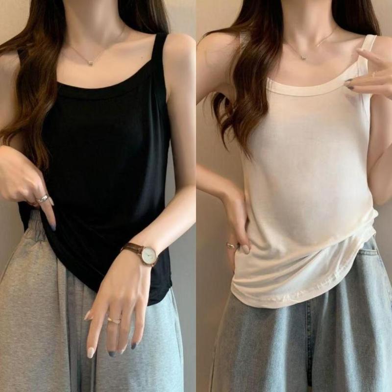 Product Introduction of 2025 Plus Size Black Camisole for Women Spring Summer Sleeveless Base Shirt Versatile Commuting Design 4