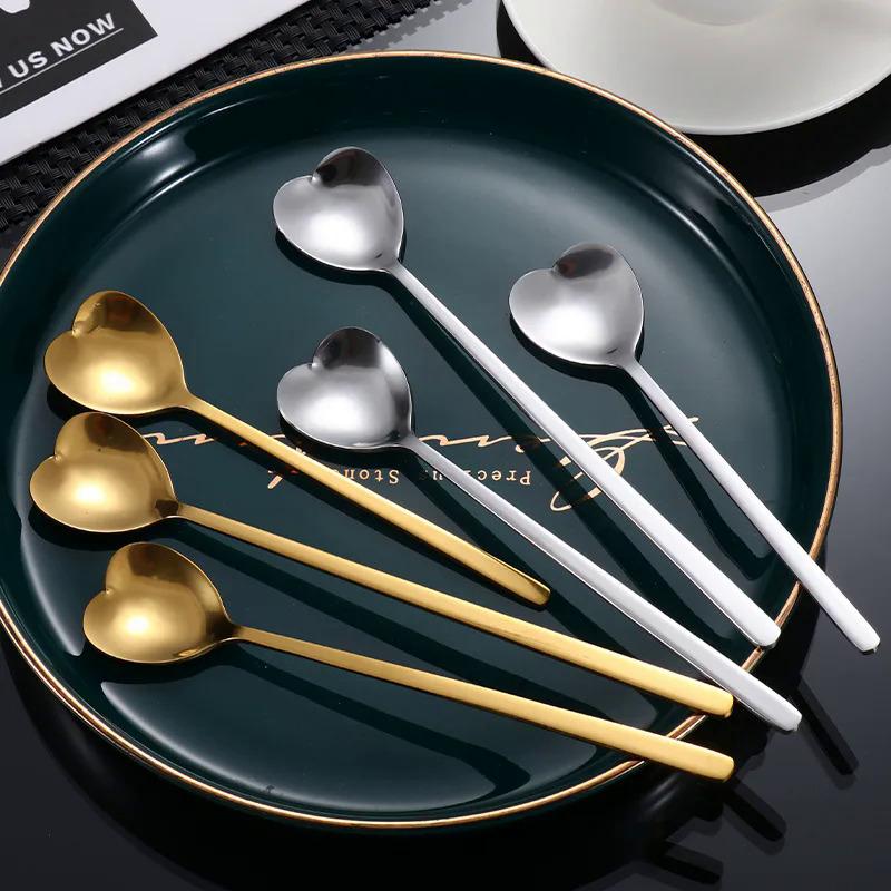 Stainless Steel Heart-Shaped Head Spoons Creative Home Tableware ...