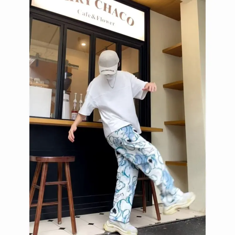 Quần Ống Rộng, Thương Hiệu Thời Trang Đường Phố Cao Cấp Mỹ, Dành Cho Nam Giới, Thiết Kế Đặc Biệt Xếp Ly, Thích Hợp Cho Học Sinh Mới, Thẳng Và Rộng Rãi, Quần Dễ Phối Đồ Đi Chơi 3