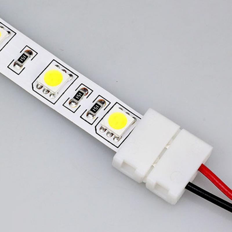 10/20pcs lot No Soldering 2 Pin Led Strip Connectors 8 MM 10 MM Power Wire Connector for 2835/5050 Led Strip Wire PCB Ribbon 5