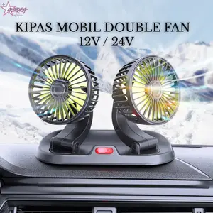 [auroracollect] Kipas Angin Mobil Double Fan Kipas Ganda 12V/24V untuk Dasbor Mobil Aksesoris Interior Pendingin