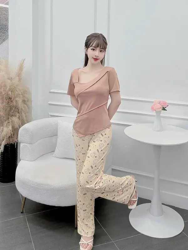 SET THUN GÂN TĂM LẠNH QUẦN DÀI LƯNG THUN CO GIÃN 1