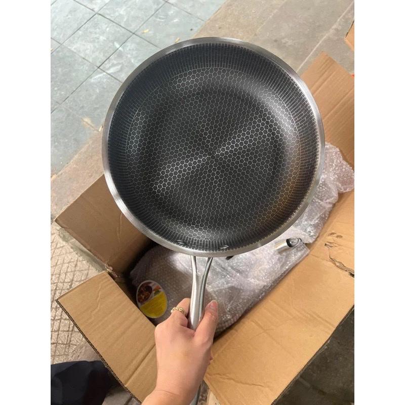 [ Mẫu Mới ] Chảo Chống Dính Inox sz 28cm Vân Tổ Ong Cao Cấp, Dùng Chiên , Xào, Rang Cho Gia Đình và Nhà Hàng Siêu Tiện Lợi 6