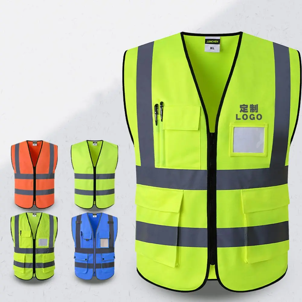 Night Waistcoat Warning Vest Security Safety Stripes With Pockets Reflective High Visibility Safety Vest