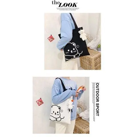 Túi vải canvas Túi tote xách tay nam nữ đeo vai đựng đồ hình dáng đáng yêu 3