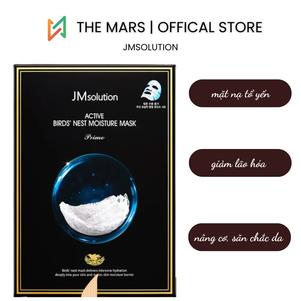 Combo 10 Mặt Nạ Tổ Yến Dưỡng Ẩm JMsolution Active Birds' Nest Moisture Mask Prime 27 ml x 10 Skincare sheet Women Nữ Cosmetics Dưỡng Ẩm Da Làm Đẹp