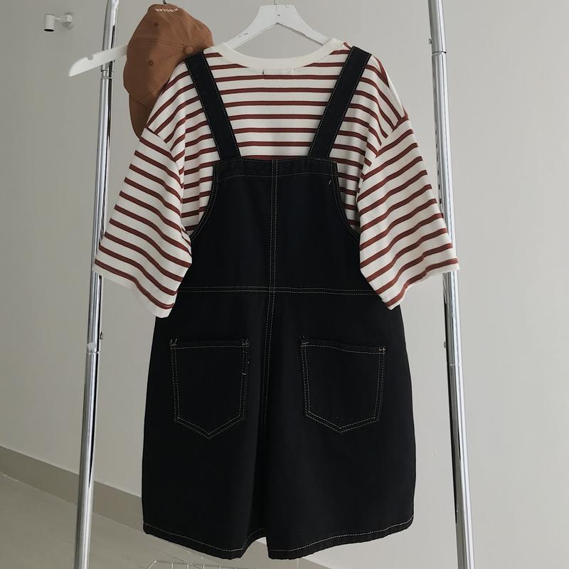 Yếm Quần Nữ Ngắn JEM CLOSET Quần Yếm Jean Nữ Ống Rộng DALY Thiết Kế Chỉ Viền Nổi Bật Cá Tính Phối Đồ Phong Cách 7203