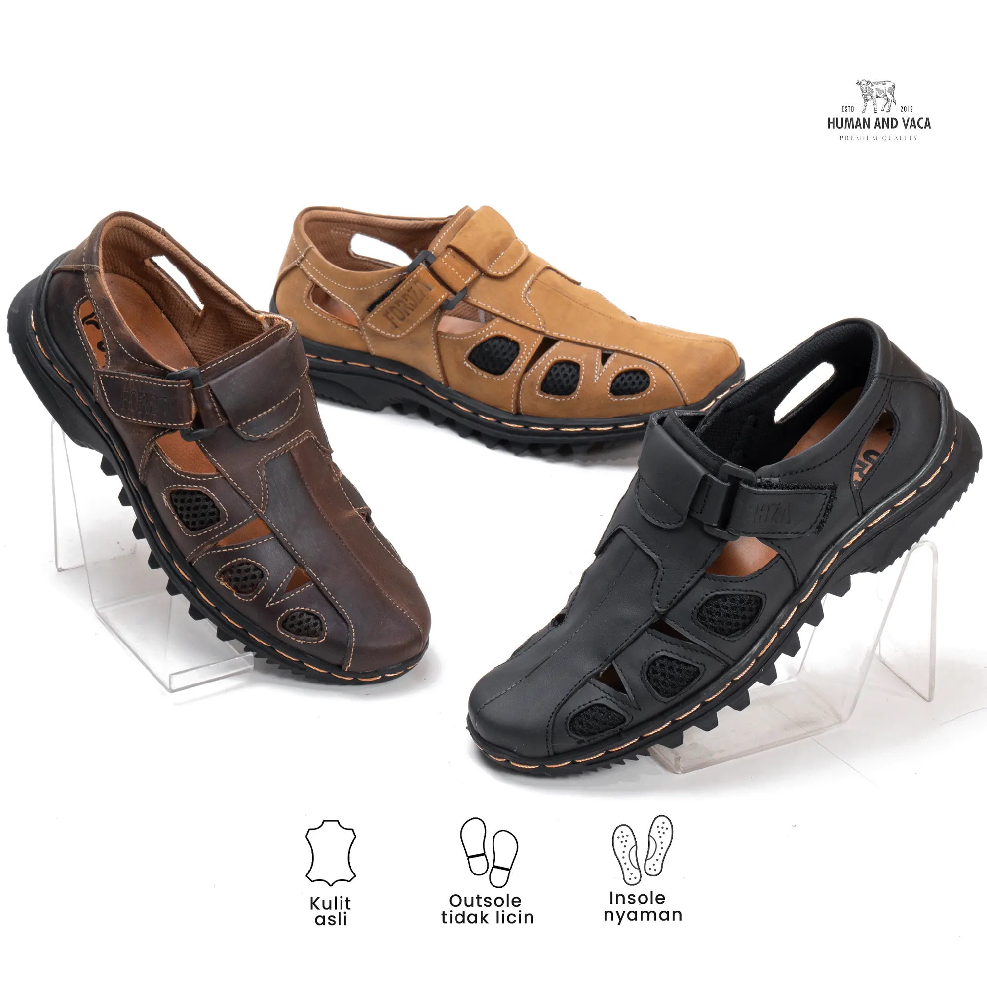 Sandal Pria Kulit Asli Sendal Pria Sepatu Sendal Pria Kulit Asli Model Fisherman W305