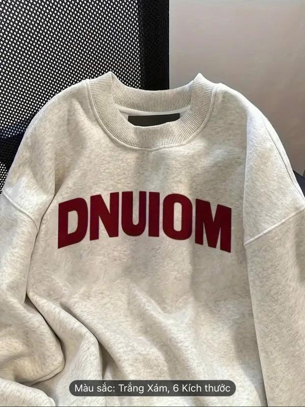 Áo Nỉ Sweater In Chữ DNUIOM Dáng Rộng Unisex Nam Nữ Vải Nỉ Bông Cao Cấp Dày Dặn Không Xù Lông Mẫu Mới 2024 áo  sweater 1