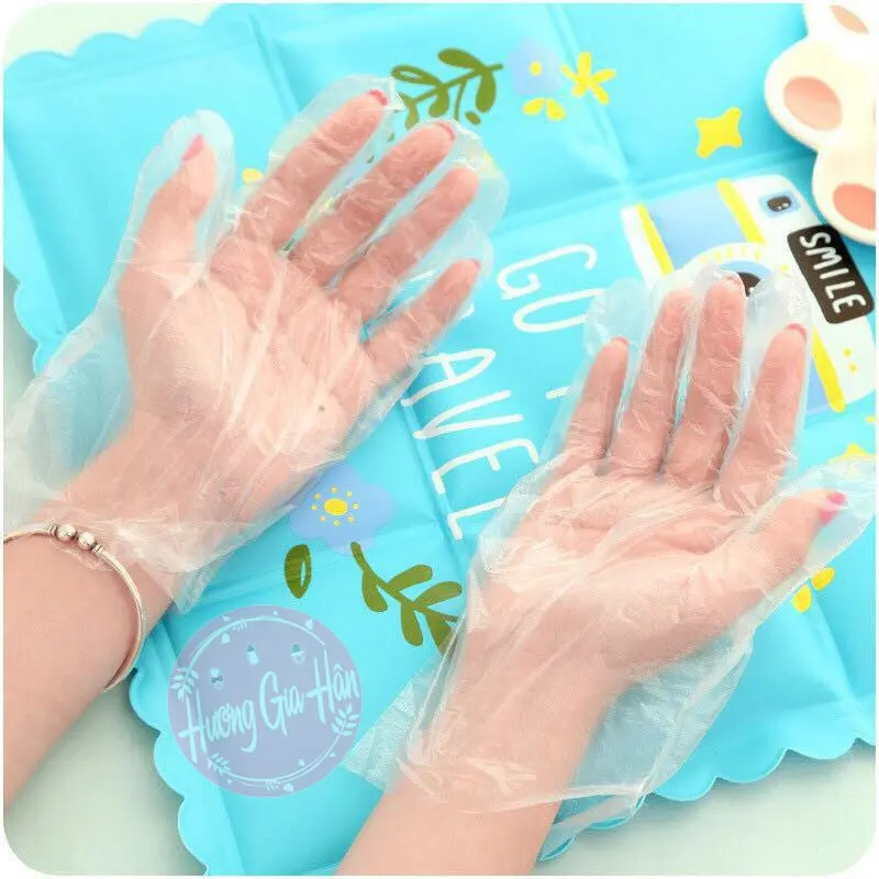 Gói 100 Găng Tay Nilon Dùng 1 Lần - Bao Tay Làm Bếp An Toàn Vệ Sinh Thực Phẩm 1