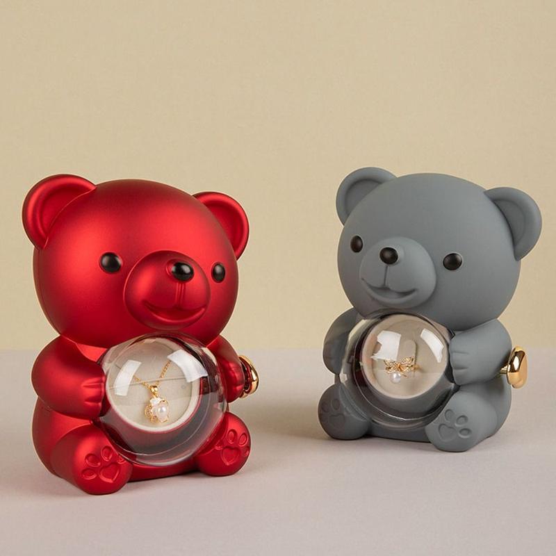 Product Introduction of Creative Rotating Rose Box Red Soap Flower Bear Gifts Box Necklace Storage Pink Ring Gift Case For Women 13