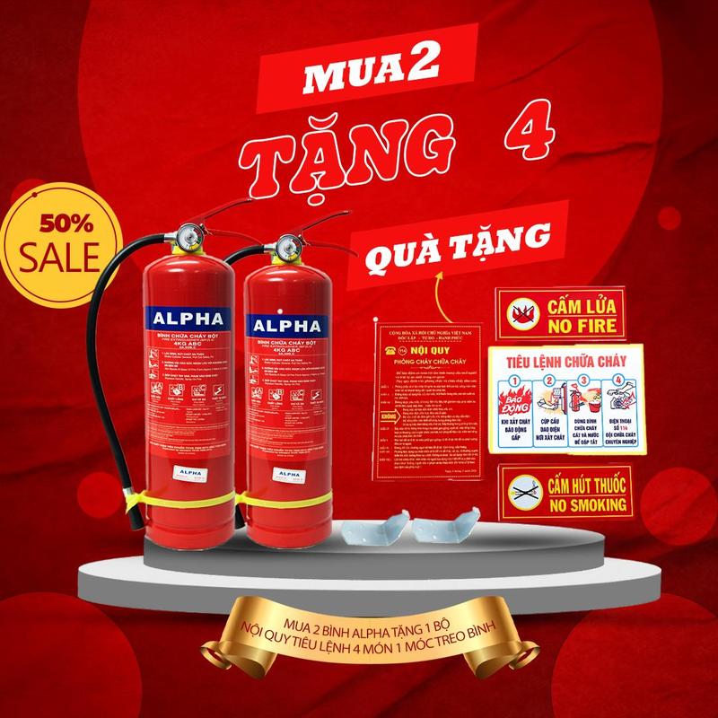 Mua 2 Bình Chữa Cháy Alpha ( Có KĐ ) Tặng 1 Bộ Nội Quy Tiêu Lệnh 4 Món 75k
