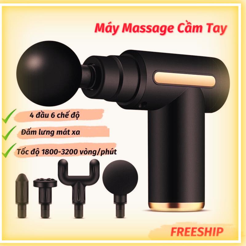 Máy Massage Cầm Tay Mini - Máy Đấm Lưng Mát Xa Cổ Vai Gáy 4 Đầu 6 Chế Độ may massa legs không dây feelex massager massager ligam máy massage máy đấm 55 hxr