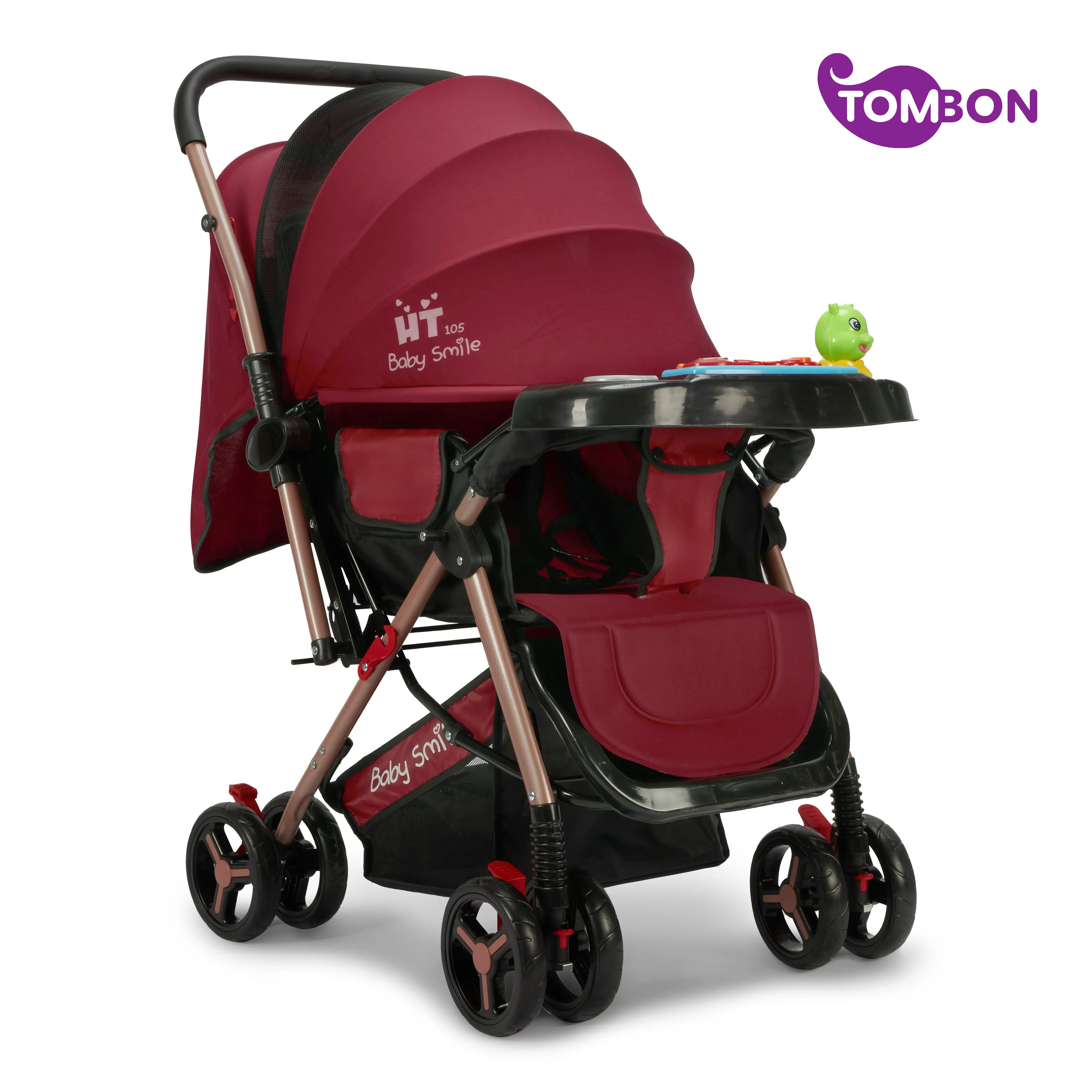 Xe đẩy HT 105 khung đồng - xe đẩy 2 chiều, 3 tư thế cho bé từ sơ sinh