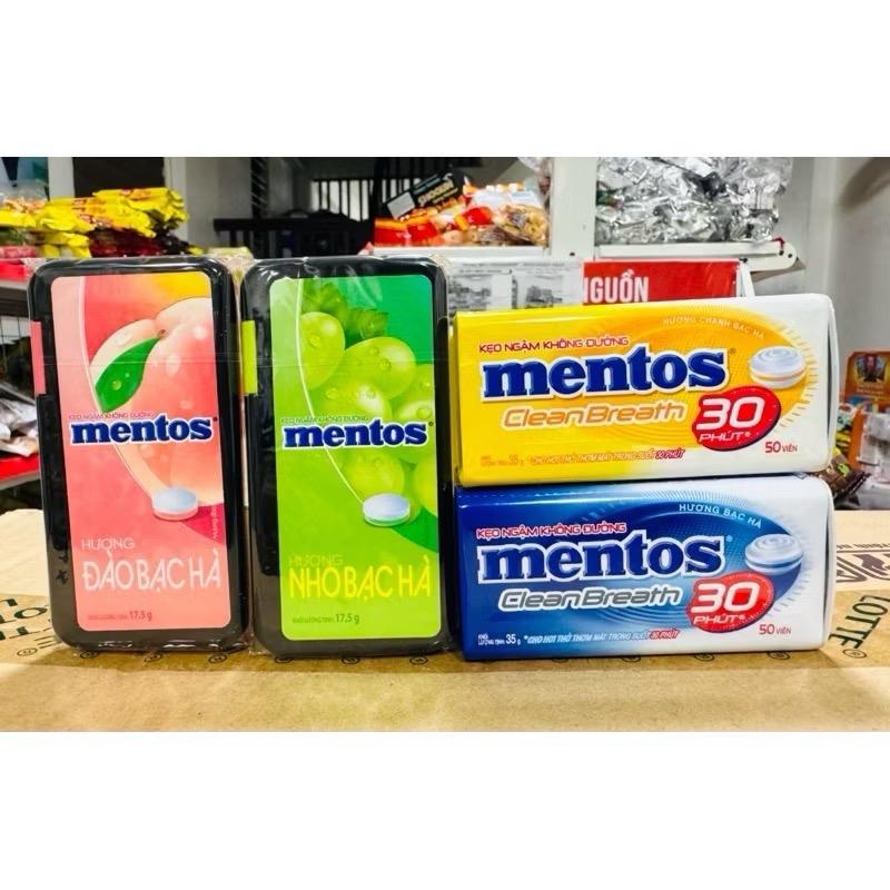 ￼Kẹo Ngậm Không Đường Mentos Hương Đào/Nho Bạc Hà Lọ 17,5g/ 35g