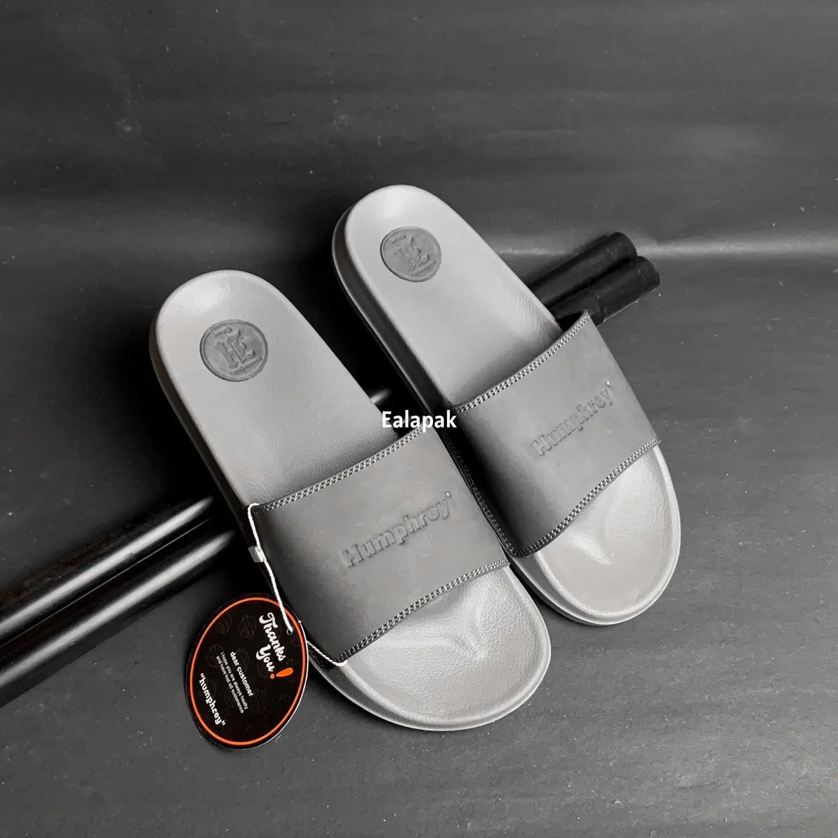 Sandal Slip on Kulit Garut Abu Coklat Shoes