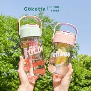GOKOTTA Minimalis Tumbler / Botol Air Anti Pecah / Botol Air Portabel Dengan Sedotan/Botol Minum Aesthetic/Tahan Panas Tumbler