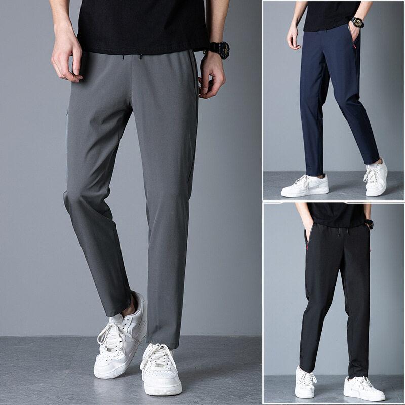 Men's casual pants men's sports pants stretch quick-drying trousers straight pants loose trousers Menswear Lingerie Beige Plain 0