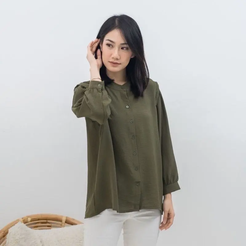 Kemeja Blouse River Oneck Airflow Bahan Crinkle Wanita 4