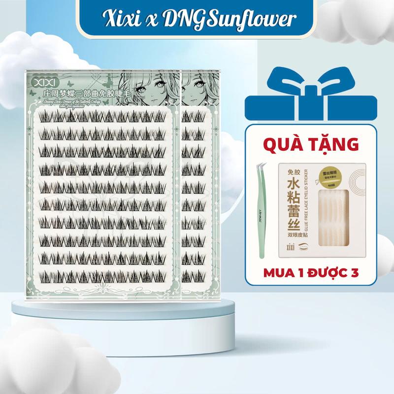[ Tặng Kèm 480 Kích Mí + Nhíp Cao Cấp Có Trợ Lực ] Lông Mi Giả Xixi 100 Cụm Không Cần Keo Dán Chiều Dài 8-9-11mm Dán Nhanh Không Cần Chờ, Dể Dàng Tháo Gỡ