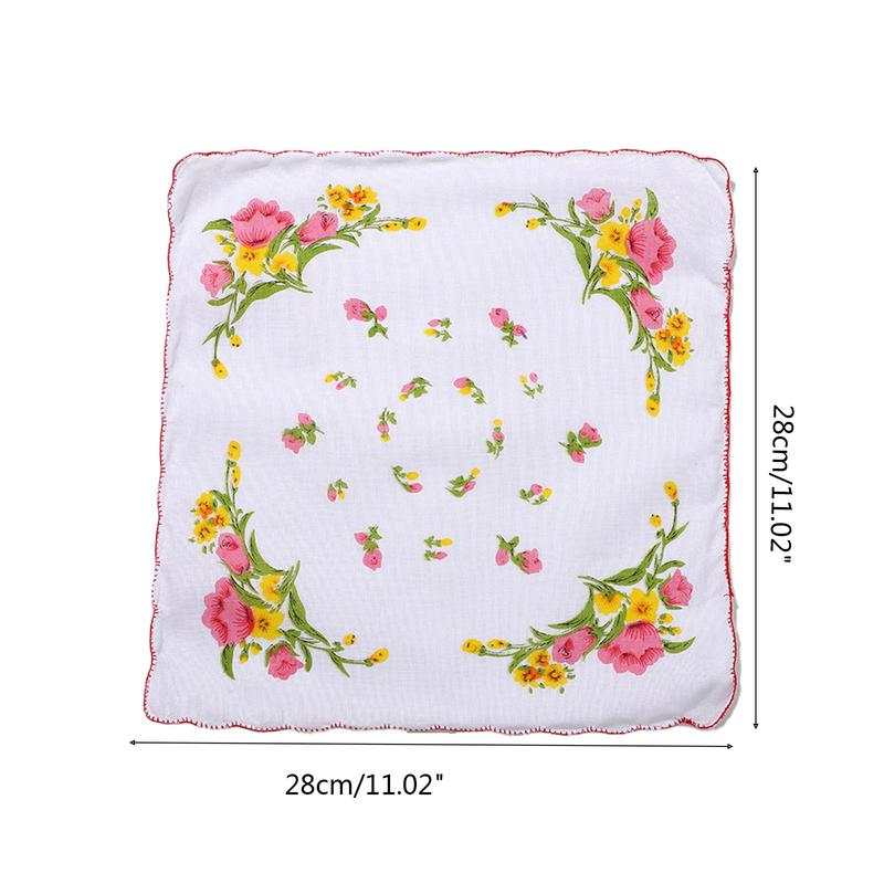 Product Introduction of ✪ Women Pocket Handkerchief Set Reusable Cotton Handkerchief 28 x 28cm Mini Face Towel DIY Hairband for Women Girl Wedding 0