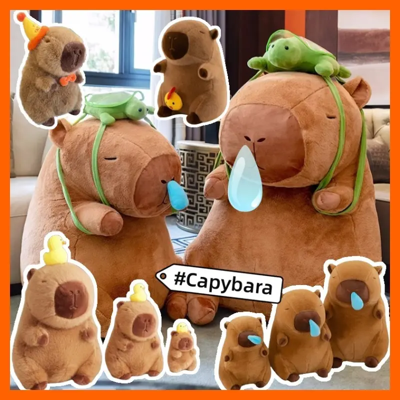 Funny Snotty Capybara Plush Simulation Animals with Stretchable Nasal Mucus Capybara Fluffy Soft Stuffed Plushy Doll Kid Gift