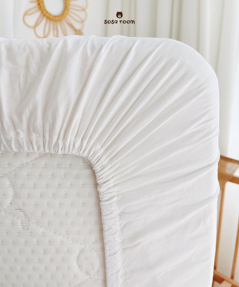 Product Introduction of Ga bọc nệm cho bé, cotton trần bông hữu cơ, màu trắng trơn, siêu mềm êm 17