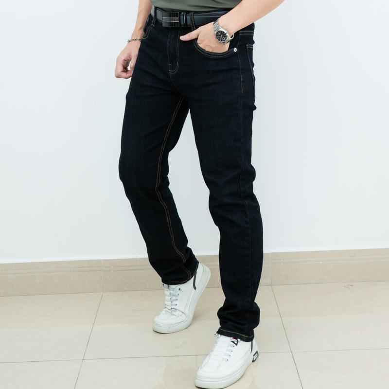 Quần Jean Màu Đen NANO Chỉ Vàng Chất Vãi Cao Cấp co giãn Nam Menswear Pants Có Túi