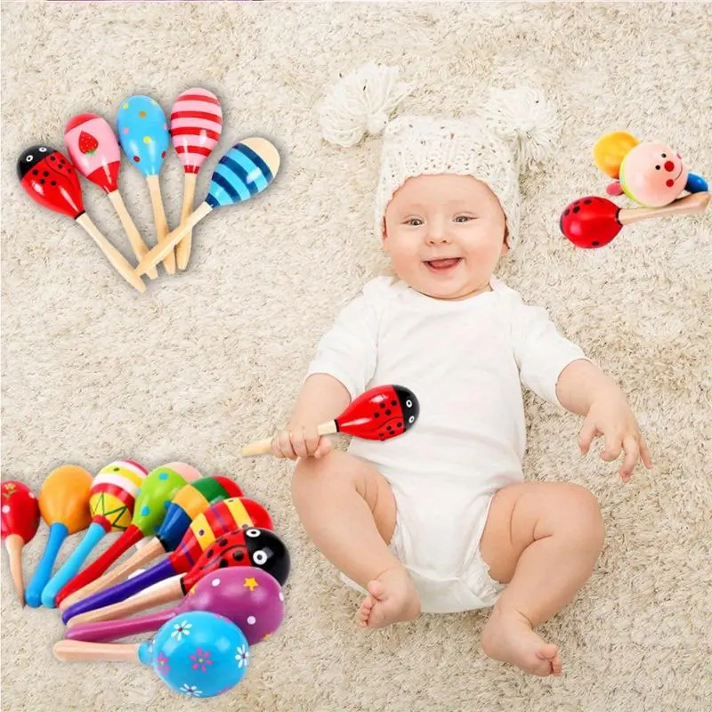 Random Color Wooden Maracas, 2 Counts/set Handheld Colorful Maracas Toy, Musical Instrument Toy, Early Educational Toy for Kids, Toys for Christmas, Girls Birthday Gift, Kids Toys, Valentine's Day Gift, Toys 5