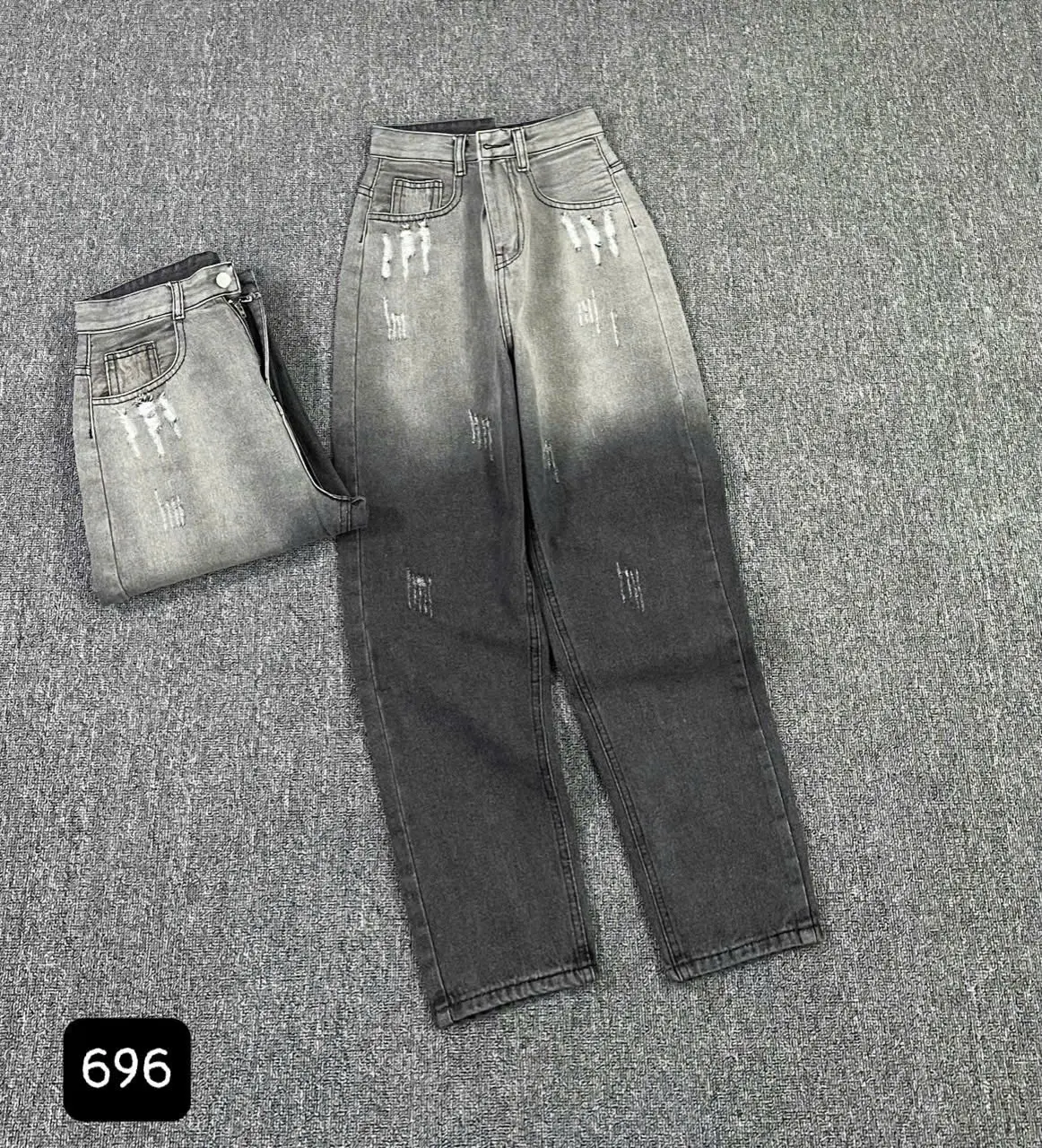 Quần Jeans Baggy Cạp Siêu Cao Cá Tính Trẻ Trung Cho Nữ - Phong Cách Thời Trang vải mềm mại (696 khói _618 đen_667 nhạt)