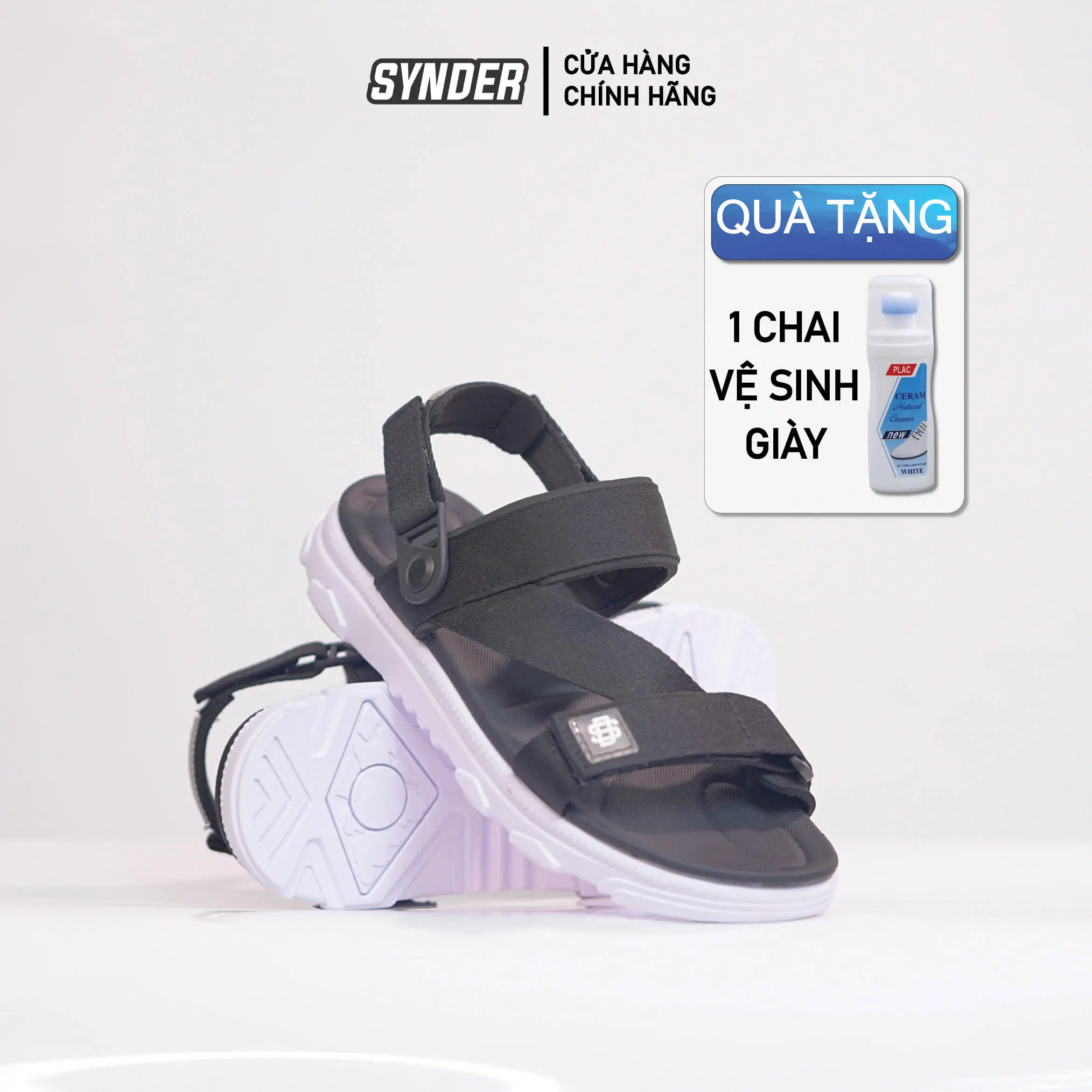 Dép Sandal Nam Nữ SYNDER SD2 -Nam tăng 1 size, nhẹ,thoáng mát [Đen Trắng, Size 36-44, Tặng chai vệ sinh]