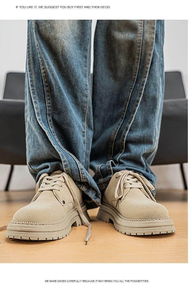 Product Introduction of Men's Shoes 2025 New Spring British Style Retro Low-top Work Boots Yellow Boots Men's Outdoor Sports Martin Boots Slipper 38