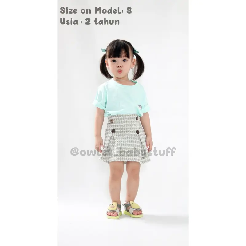 Owlet - rok anak perempuan / bawahan anak perempuan / rok mini anak  / rok pendek anak / rok korea kancing / rok remple korea anak Fashion 1