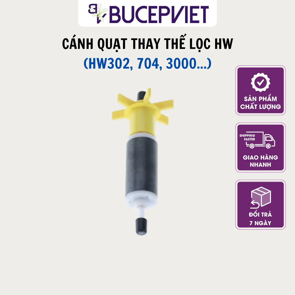 Trục cánh quạt máy bơm cho lọc SUNSUN HW-702A, HW-703A, HW-704A, HW 3000 - Hàng hãng, khắc phục tình trạng máy kêu hay air khí khi cánh quạt hỏng.