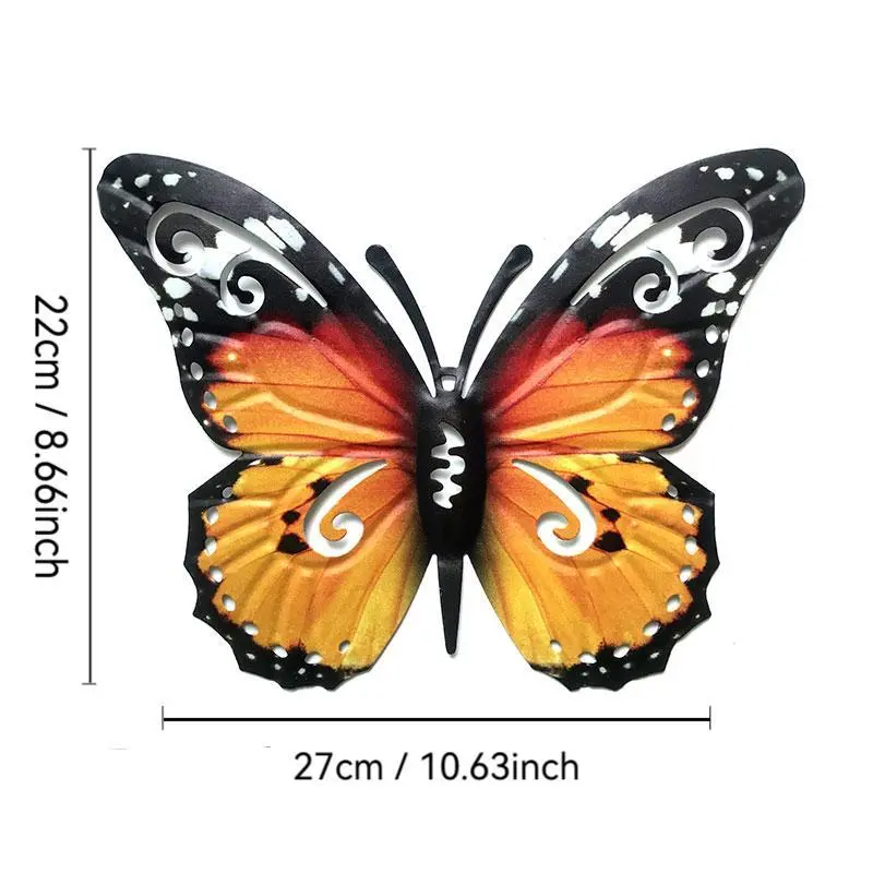 Metal Butterfly Wall Decor, 4 Counts/set Colorful Hanging Butterfly Decor, Outdoor Wall Decor for Garden Yard Fence Garden 5