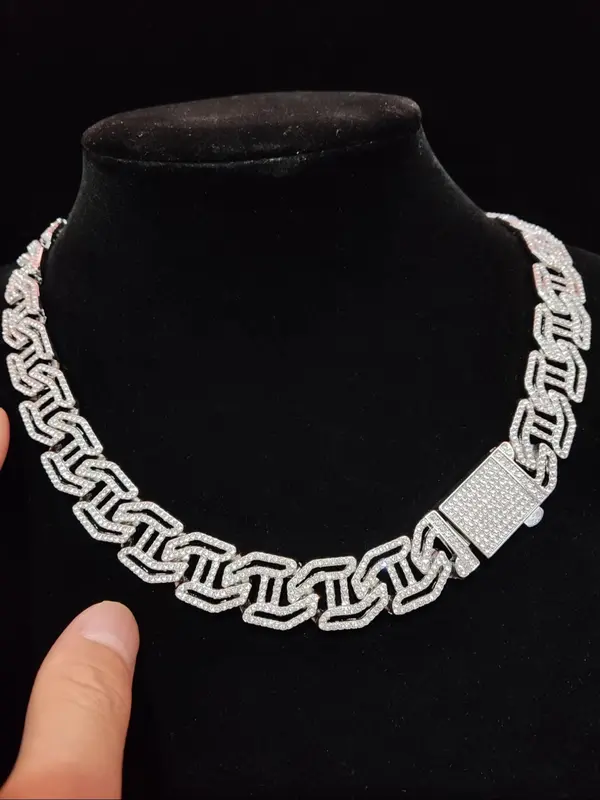 Rhinestone Cuban Chain Necklace,  Fashion Hip Hop Necklace for Daily Wear, Party Jewelry for Men & Women, Trendy All-match & Exquisite Jewelry for Birthday Gift without Box 2