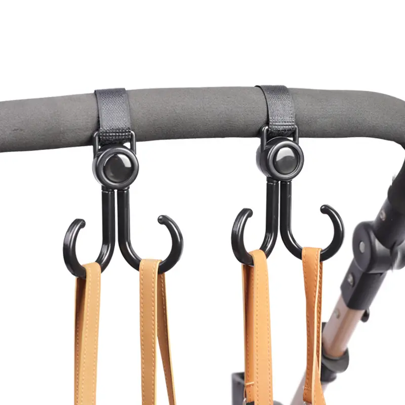 Double hook stroller hanger 360 degree rotation adjustment stroller hook ring fastener stroller accessories