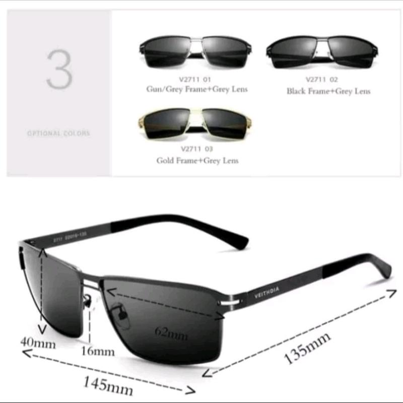 kacamata original veithdia seri 2711 polarized pria wanita terpolarized Bingkai Penuh 5