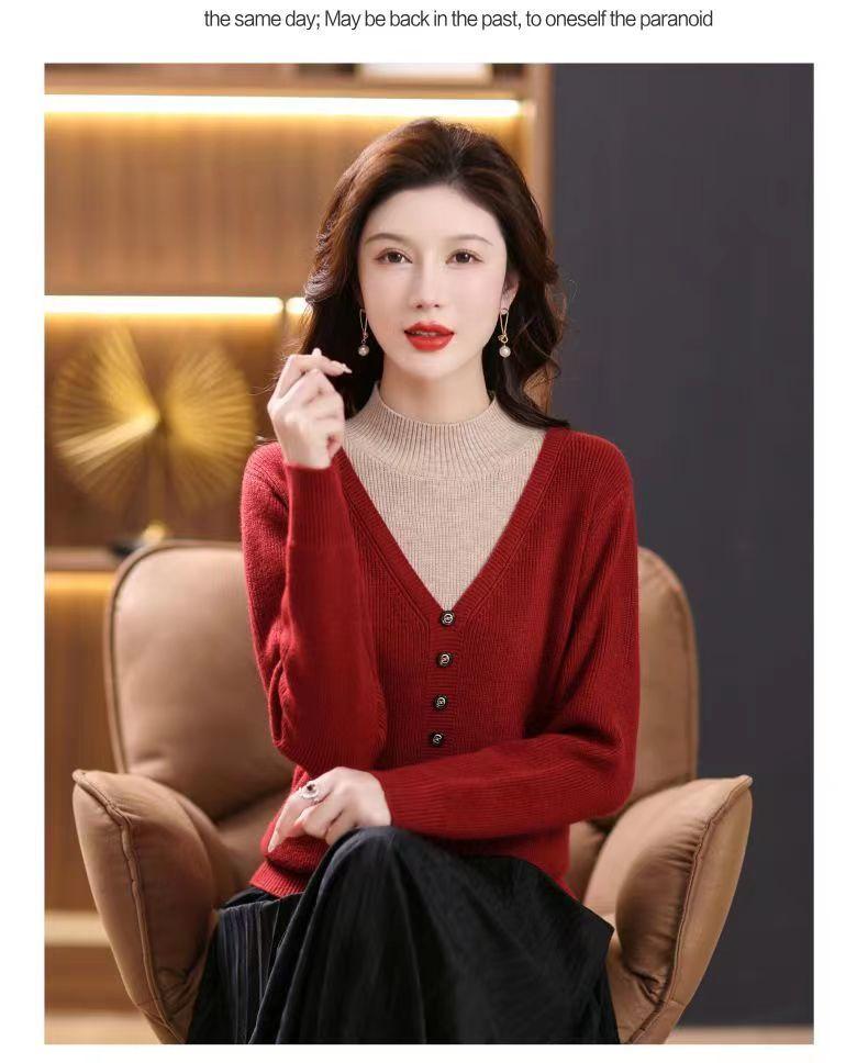 Product Introduction of Áo Len Cổ Lọ Nửa, Hàng Mới Về Mùa Thu Và Mùa Đông, Dành Cho Phụ Nữ, Quần Áo Cho Mẹ, Dáng Rộng Vừa Vặn, Phong Cách Phương Tây, Áo Lớp Nền Bên Trong, Thời Trang Nữ 31
