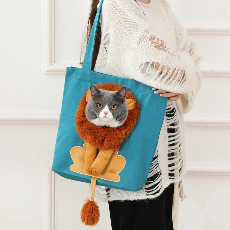 Pet Canvas Shoulder Bag Lion shaped Cat Tote Bag Comfortable Pet Tote Bag Pet Shoulder Bag Portable Outdoor Cat Tote Bag 1
