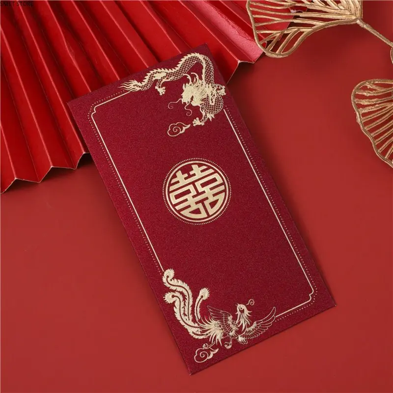 Túi đựng tiền, phong cách Trung Quốc, 6 cái, dành cho năm mới, phong bì màu đỏ, Hongbao truyền thống, túi đựng tiền đám cưới, quà tặng phước lành, túi đóng gói, thích hợp cho quà tặng năm mới theo lịch âm 0