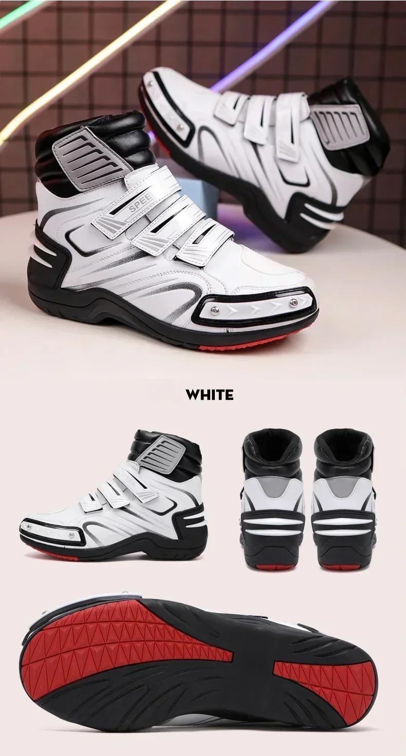 Product Introduction of 2025 Men Women Motorcycle Boots Microfiber Leather Motorbike Riding Anticollision Ankle Protective Shoes Moto Racing Short Boots 24